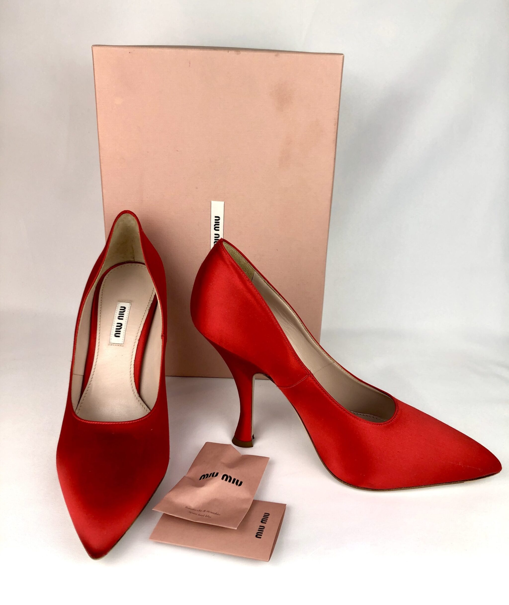 red satin shoes