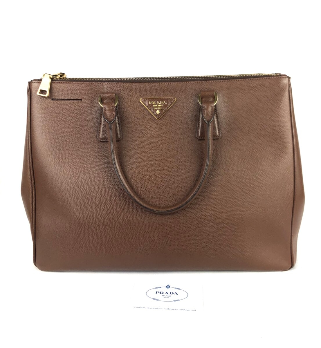 prada tan leather handbag
