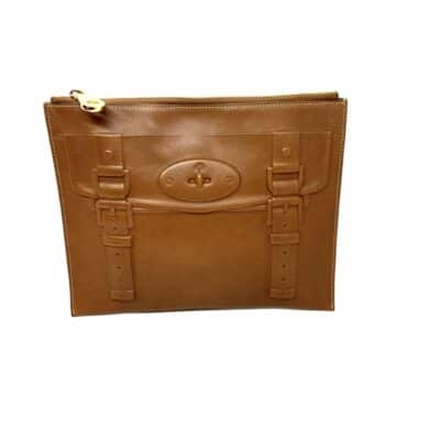 Mulberry Maisie Pouch/Clutch In Oak Brown Polished Calfskin