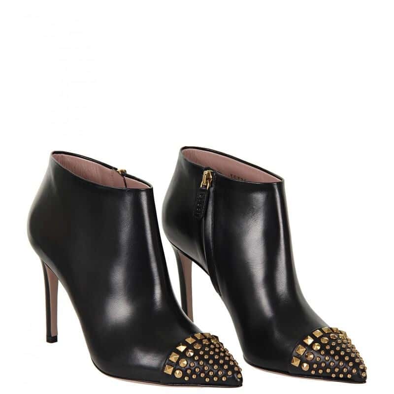 black studded booties heels