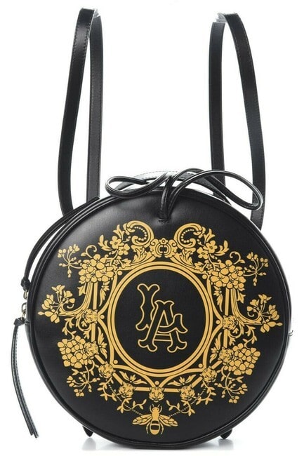 Gucci Calfskin LA Round Dual Use Backpack Crossbody Black Gold leather