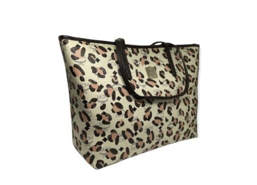 MCM 'Loveless' Multicolour Large Shopping Tote In Brown/ Beige and Pink Coated Canvas