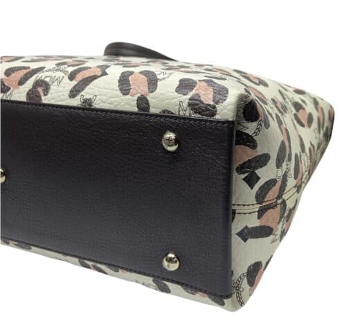 MCM 'Loveless' Multicolour Large Shopping Tote In Brown/ Beige and Pink Coated Canvas - Image 3