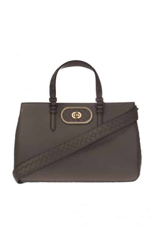 Bottega Veneta Ellittica Medium Tote Leather with Intrecciato Detail - Image 5