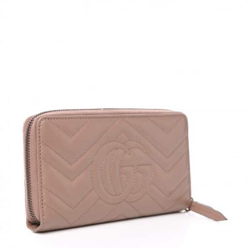 GUCCI Calfskin Matelasse GG Marmont Zip Around Wallet Porcelain Rose - Image 4