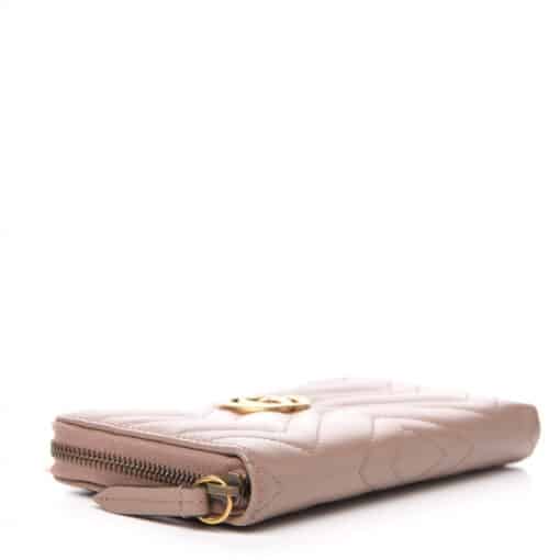 GUCCI Calfskin Matelasse GG Marmont Zip Around Wallet Porcelain Rose - Image 5
