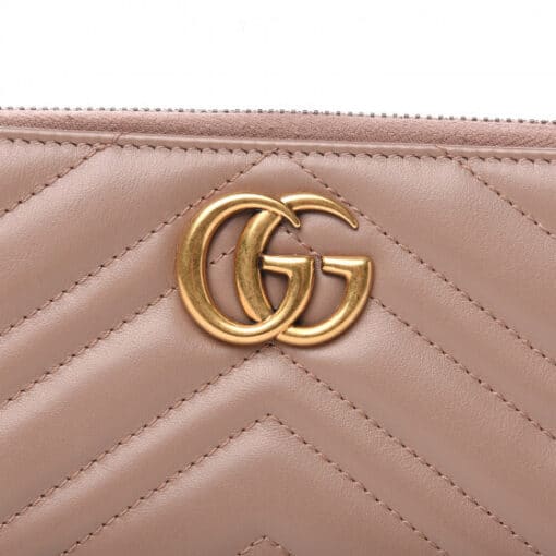 GUCCI Calfskin Matelasse GG Marmont Zip Around Wallet Porcelain Rose - Image 8