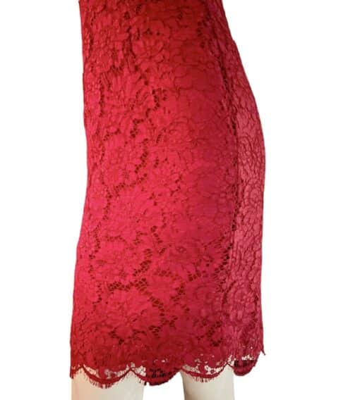 Louse Kennedy Red Lace Dress with Red Silk Lining (Size 8) - Image 4