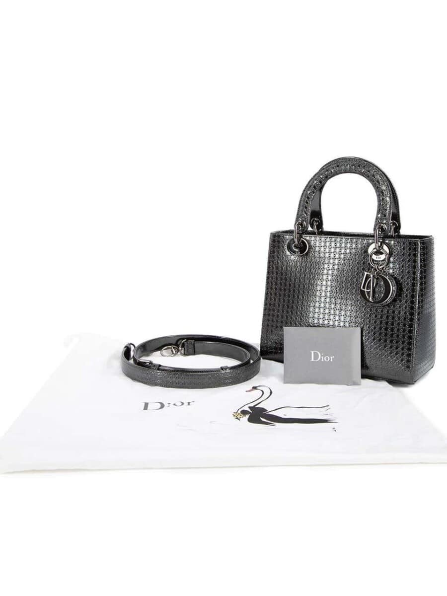 Christian Dior Micro-Cannage Lady Dior Metallic Black