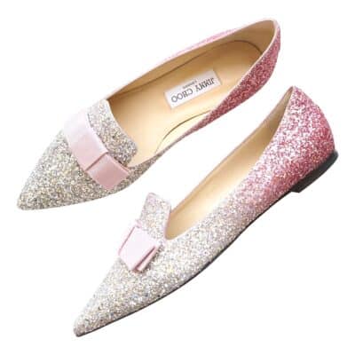 Jimmy Choo Gala Platinum Flamingo Ladies flat Shoes (Size 41.5)