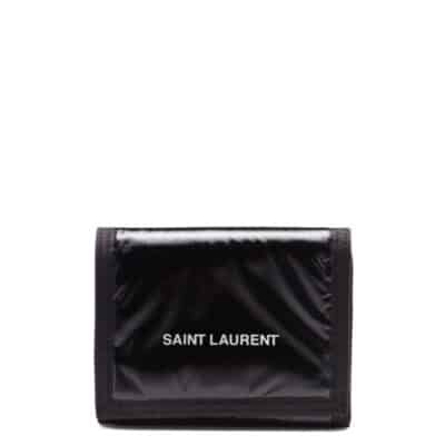 SAINT LAURENT Black Logo Print Nylon Gents Wallet.