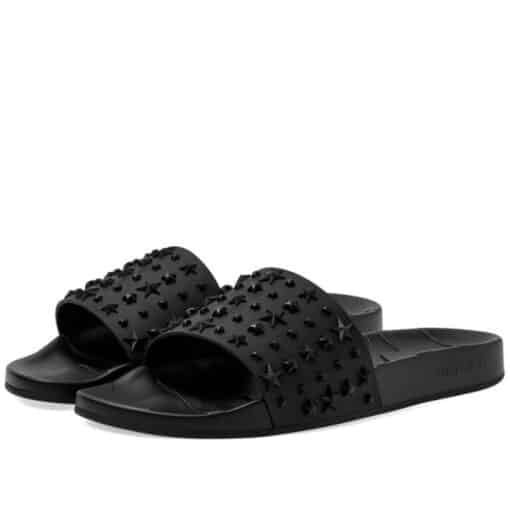 JIMMY CHOO Rey Studded Pool Slides Black (Size 10) - Image 2