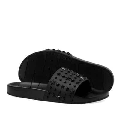 JIMMY CHOO Rey Studded Pool Slides Black (Size 10)