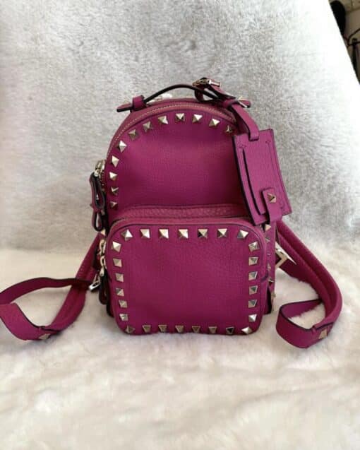 Valentino - Petite 'Rock Stud' Mini Pink Leather Backpack - Image 10
