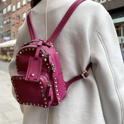 Valentino - Petite 'Rock Stud' Mini Pink Leather Backpack
