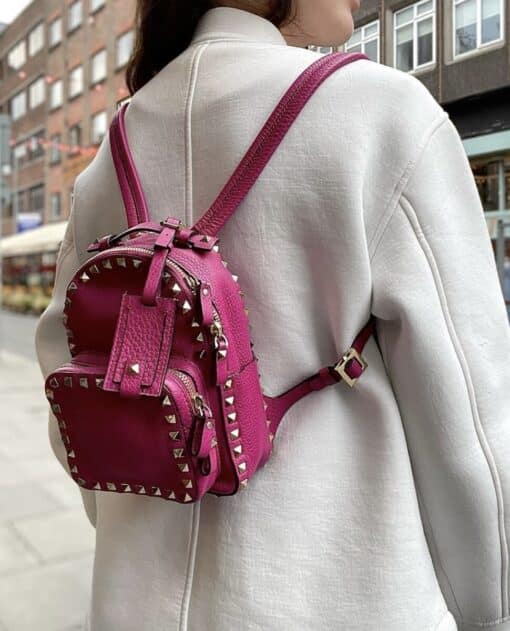 Valentino - Petite 'Rock Stud' Mini Pink Leather Backpack