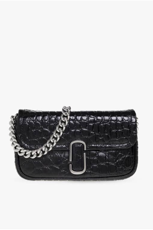 Marc Jacobs The Croc Embossed J 3 ways Shoulder /Crossbody Bag in Black - Image 2
