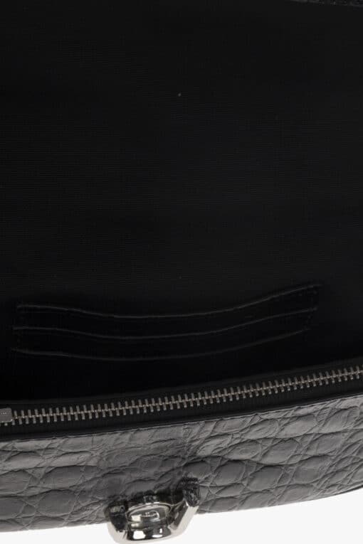 Marc Jacobs The Croc Embossed J 3 ways Shoulder /Crossbody Bag in Black - Image 5