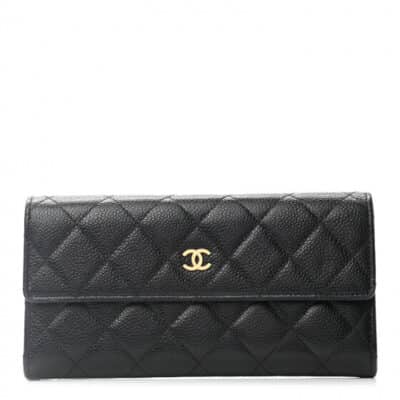 Chanel Quilted Cambon Yen Zip Long Wallet Black Calfskin Silver Hardwa –  Coco Approved Studio