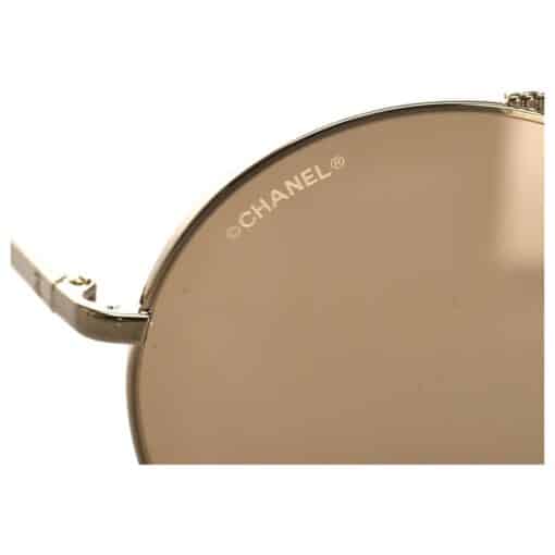 CHANEL Stylish Round Ladies Sunglasses in Gold Gradient - Image 9