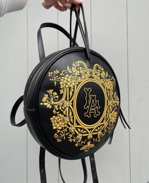 Gucci Calfskin LA Round Dual Use Backpack/Crossbody Black Gold leather - Image 11