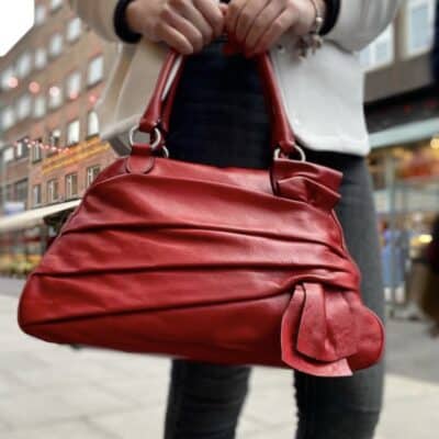 Valentino Stylish Red Bow Bowling bag
