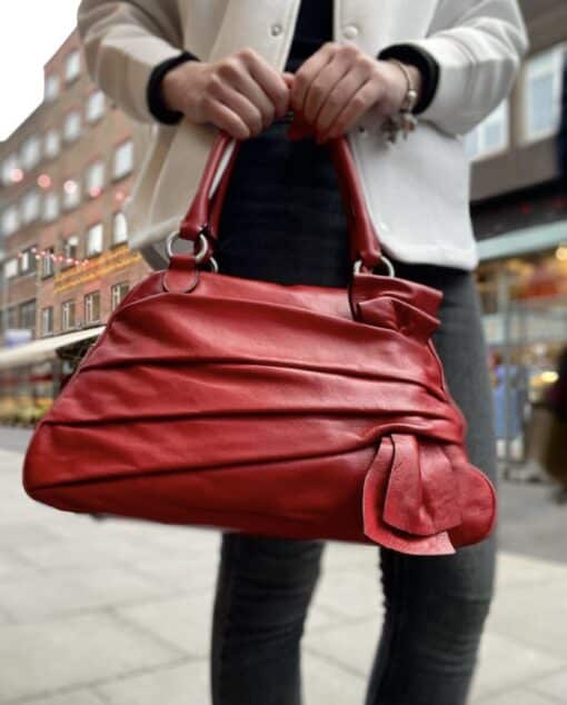Valentino Stylish Red Bow Bowling bag