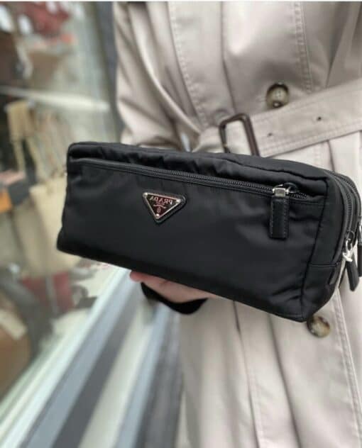 PRADA Black Nylon Logo-plaque Wash Bag - Image 7