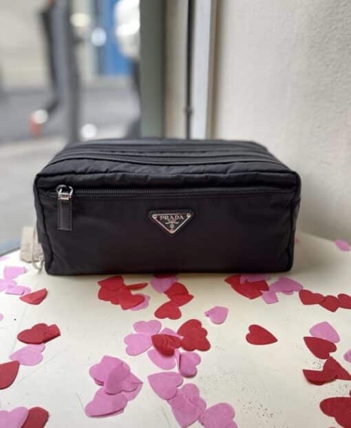 PRADA Black Nylon Logo-plaque Wash Bag - Image 8