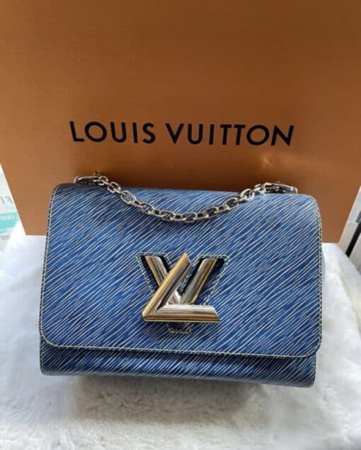 Louis Vuitton EPI Leather Twist Shoulder Bag MM Denim Light - Image 14