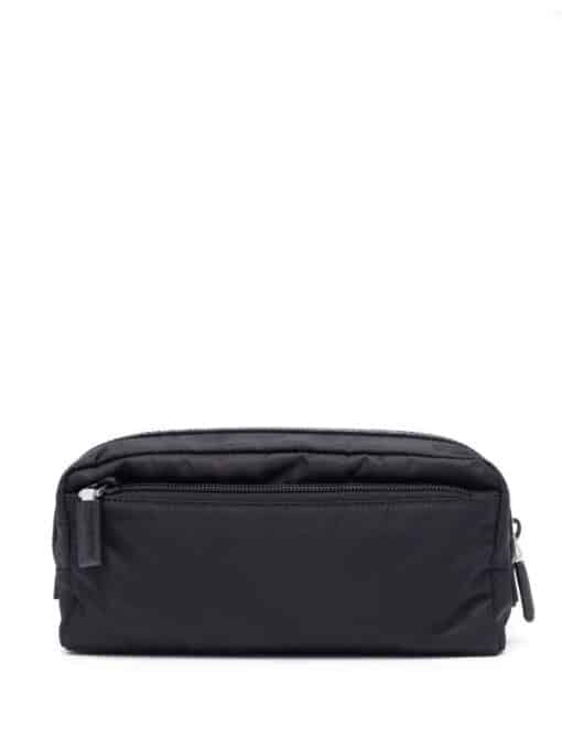 PRADA Black Nylon Logo-plaque Wash Bag - Image 5