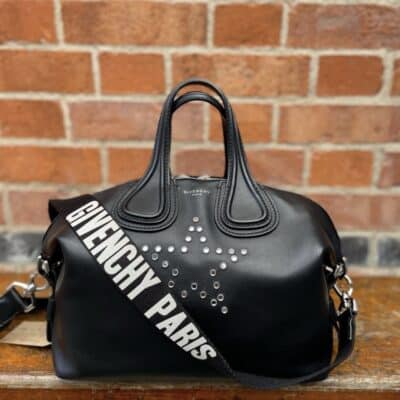 GIVENCHY Waxed Calfskin small Nightingale Star Logo In Black
