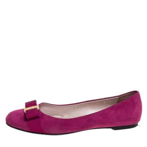 Salvatore Ferragamo Purple Suede Vara Bow Ballet Flats (Size 36/37 uk4) - Image 2