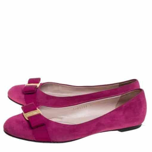 Salvatore Ferragamo Purple Suede Vara Bow Ballet Flats (Size 36/37 uk4) - Image 4