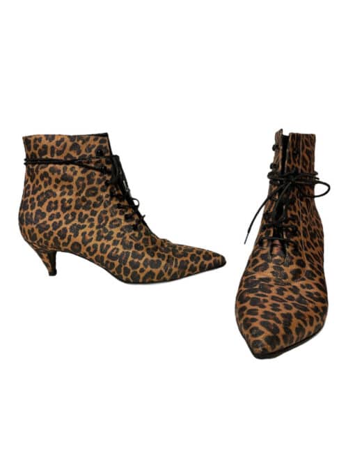 Saint Laurent Lace-Up Kitten Heel Bootie Leopard (Size 35.5)