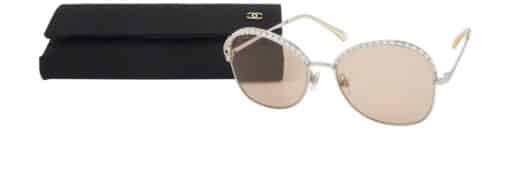 CHANEL Ladies Sunglasses (Petite Pearls) Silver/Beige - Image 5