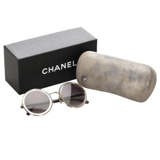 Chanel Silver Gradient Round Sunglasses - Image 9