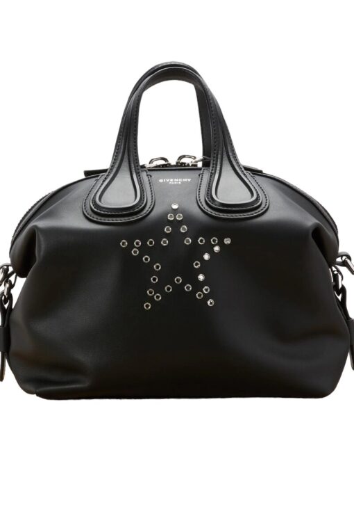 GIVENCHY Waxed Calfskin small Nightingale Star Logo In Black - Image 6