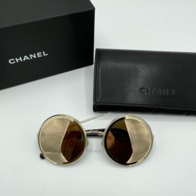 Chanel Mirror Ladies Logo Round Sunglasses.