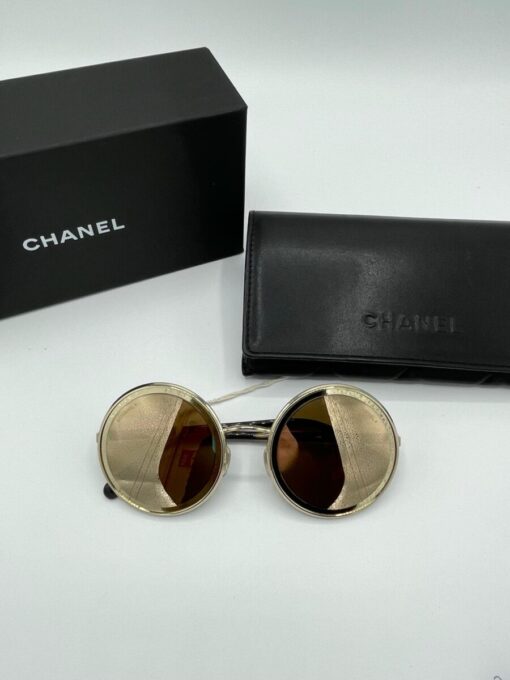 Chanel Mirror Ladies Logo Round Sunglasses.