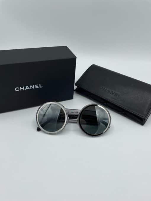 Chanel Silver Gradient Round Sunglasses