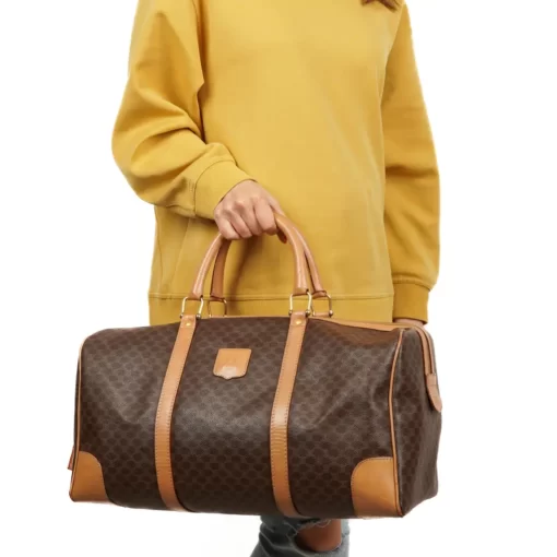 Celine Vintage Macadam Pattern Logo Embossed Big Boston Bag - Image 10
