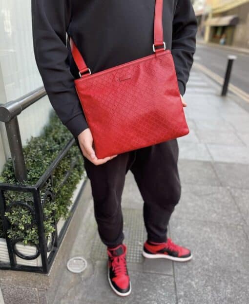 Gucci Crossbody Bag Diamante Red Leather Large. - Image 9