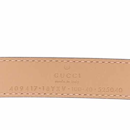 GUCCI Azalea Calfskin Enamel Monochrome Double G 20mm Belt 100 40 Camelia - Image 6