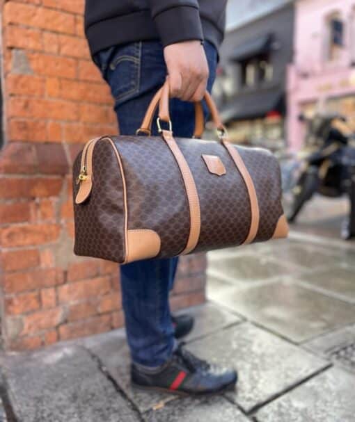 Celine Vintage Macadam Pattern Logo Embossed Big Boston Bag - Image 12