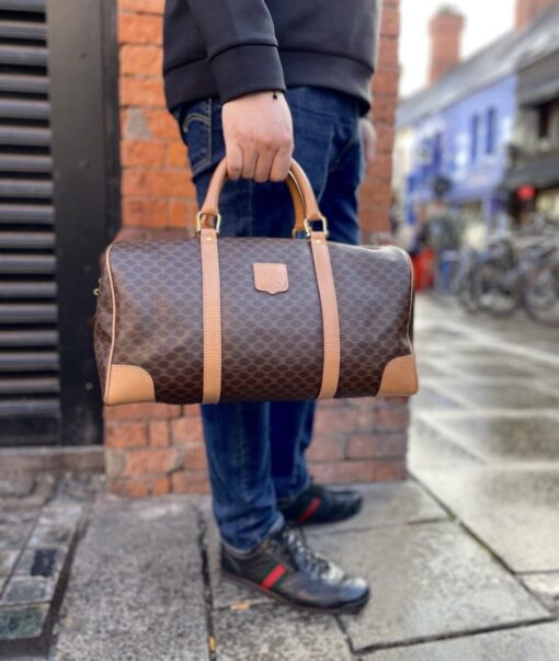 Celine Vintage Macadam Pattern Logo Embossed Big Boston Bag - Image 14