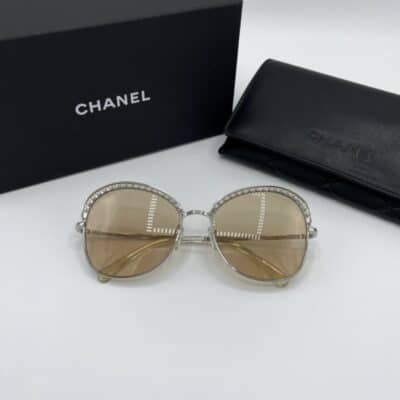 CHANEL Ladies Sunglasses (Petite Pearls) Silver/Beige
