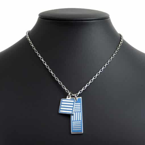 Louis Vuitton Damier Colour Palladium Plated Pendant Necklace in Silver. - Image 3