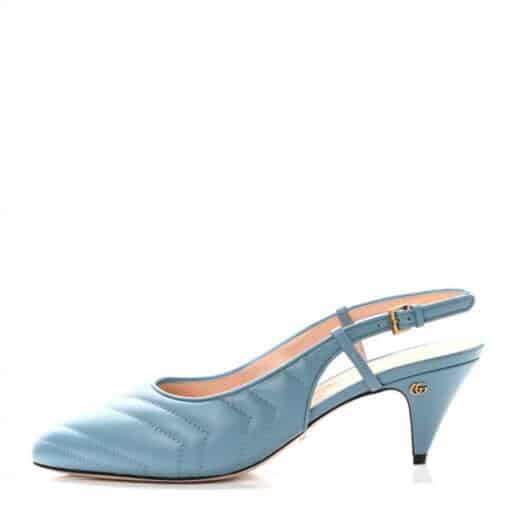 GUCCI Nappa Charlotte Chevron Matelasse Double G 75mm Slingback Pumps (Size 36) - Image 2
