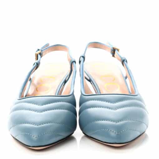 GUCCI Nappa Charlotte Chevron Matelasse Double G 75mm Slingback Pumps (Size 36) - Image 3